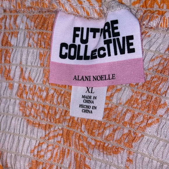 Future Collective Pleated Asymmetrical One Shoulder Bralette Top Orange Tropical - Picture 4 of 7